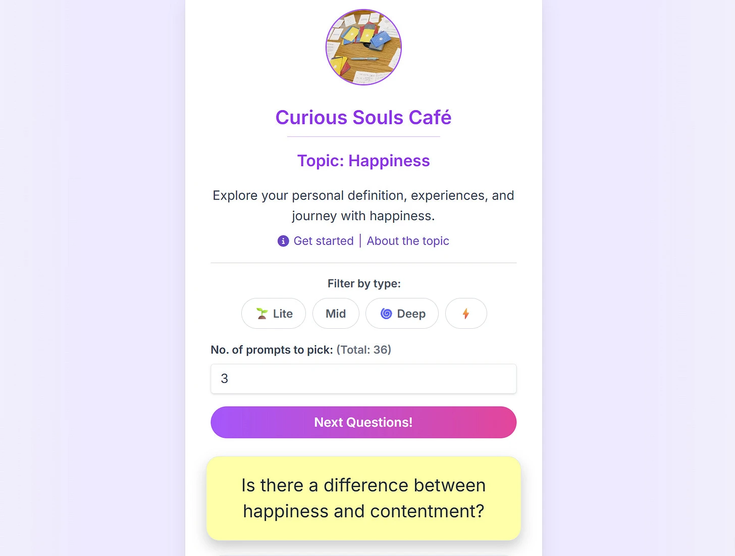 Tapping a question card to reveal its color